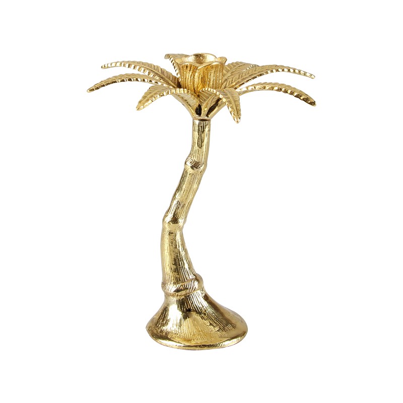 Palm tree candle holder brass small Candleholders & klevering ws.